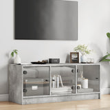 TV Cabinet with Glass Doors Concrete Grey 102x37x42 cm 836409