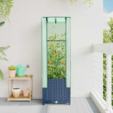 Raised Bed with Greenhouse Cover Rattan Look 40x40x139 cm 4015827