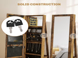 360&deg Swivel Jewellery Cabinet, Free Standing Full Length Mirror with Storage, Lockable Jewellery T3398P328269
