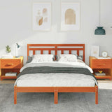 Bed Frame Brown 140 x 190 cm Solid Pine Wood 872382