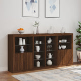 Sideboard with LED Lights Brown Oak 202x37x100 cm 3209190