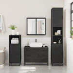 ZNTS 3 Piece Bathroom Furniture Set Black Engineered Wood 3300960