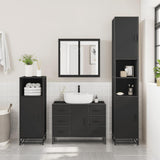 ZNTS 3 Piece Bathroom Furniture Set Black Engineered Wood 3300960