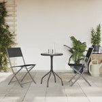 ZNTS 3 Piece Garden Dining Set Black Steel 3203727