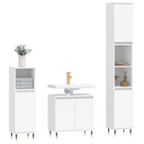 3 Piece Bathroom Cabinet Set White Engineered Wood 3187781