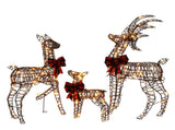 3-Piece Lighted Christmas Reindeer Family Outdoor Decorations, Weather Proof Rattan Deer Family 70445893