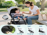 Travel Stroller, Lightweight Pushchair, Compact Buggy with Canopy, Basket and Multi-Position T3398P422776