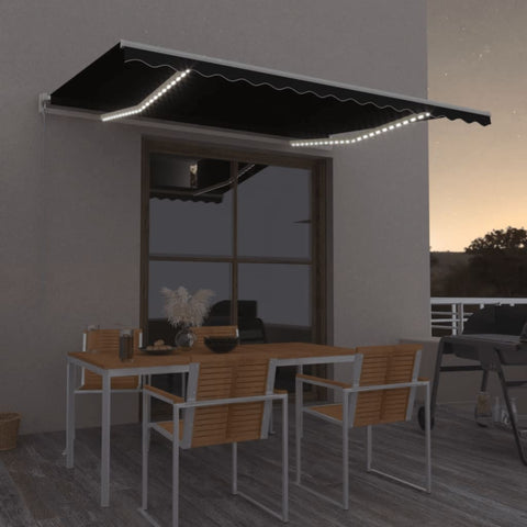 ZNTS Manual Retractable Awning with LED 450x350 cm Anthracite 3069004