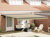 Retractable Awning Green and white 400 x 350 cm Fabric 3330844