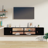 Wall Cabinets 2 pcs Black 80x30x30 cm Solid Wood Pine 818394