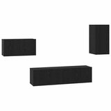 TV Cabinet Set with Drawer Black Oak Engineered Wood 3393298