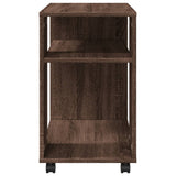 Side Table with Wheels Brown Oak 70x35x60 cm Engineered Wood 853152