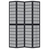 Room Divider 4 Panels Black Solid Wood Paulownia 358772
