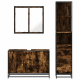 3 Piece Bathroom Furniture Set Smoked Oak Engineered Wood 3301132