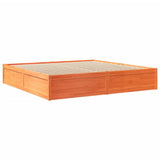 Bed with Mattress Wax Brown 200x200 cm Solid Wood Pine 3281924
