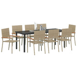 Garden Dining Set with Cushion 9 pcs Beige Poly Rattan 3379722