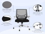 Mesh Office Chair, Computer Desk Chair with Flip-up Armrests, Lumbar Back Support and Swivel Wheels, T3398P330551