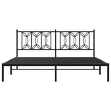 Metal Bed Frame without Mattress with Headboard Black 183x213cm 376133