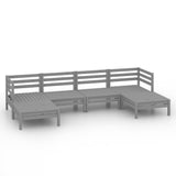 6 Piece Garden Lounge Set Grey Solid Wood Pine 3083336