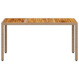 Garden Table Beige 150x90x75 cm Poly Rattan Acacia Wood 368127