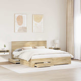Bed Frame with Drawer Sonoma Oak 200 x 200 cm Engineered Wood 3408224