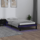 LED Bed Frame without Mattress Black 75x190 cm Small Single Solid Wood 820635