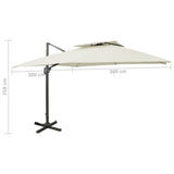 Cantilever Garden Parasol with Double Top 300x300 cm Sand 312368