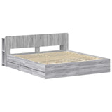 Bed Frame with Storage Grey Sonoma 200 x 200 cm Engineered Wood 3433987