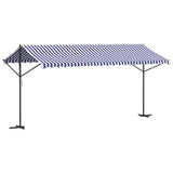 Free Standing Awning Blue and White 500x300 cm Fabric and Steel 368933