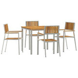 Outdoor Dining Set 5 pcs Solid Acacia Wood and Stainless Steel 3334790