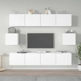 6 Piece TV Cabinet Set White Engineered Wood 3114358