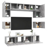 8 Piece TV Cabinet Set Concrete Grey Engineered Wood 3079111