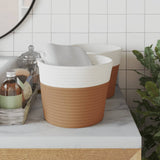 Storage Baskets 2 pcs Brown and White 24x18 cm Cotton 358454