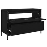 Bathroom Basin Cabinet with Drawers Black Oak 90x34.5x60 cm 861877