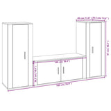 3 Piece TV Cabinet Set Smoked Oak Engineered Wood 3188763