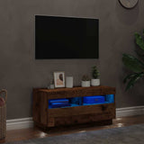 TV Cabinet with LED Lights Old Wood 80x35x40 cm Engineered Wood 856357