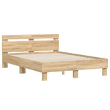 Bed Frame Sonoma oak Engineered wood, Plywood Double Bed Frame 3207443