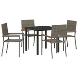 Garden Dining Set with Cushion 5 pcs Grey Poly Rattan 3379710