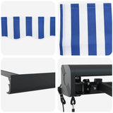 Retractable Awning Blue and white 400 x 300 cm Fabric, Metal 3330484