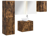 Bathroom Cabinet Set 5 pcs Smoked Oak Engineered Wood 3407307