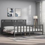 Bed Frame without Mattress Grey 200x200 cm Solid Wood Pine 3192188