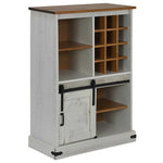 ZNTS Wine Cabinet HALDEN with Wine Racks and Sliding Door White Pine 4018446