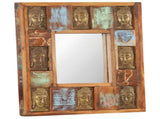 Mirror with Buddha Cladding 50x50 cm Solid Reclaimed Wood 321813