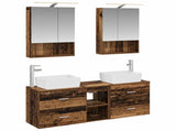 Bathroom Furniture Set 5 pcs Old Wood Engineered Wood and Glass 3406845