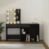 LED Dressing Table with Cabinet Black Engineered Wood 3082018