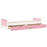 Day Bed with 2 Drawers without Mattress IRUN White&Pink 90x200 cm 3314679