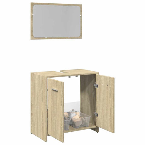 ZNTS 2 Piece Bathroom Furniture Set Sonoma Oak Engineered Wood 849605