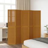 Room Divider 5 Panels Brown Solid Wood Paulownia 358822