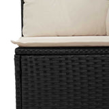Garden Bench with Cushion Black and Cream White Poly Rattan 3394440