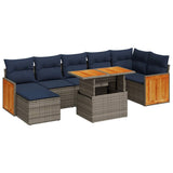 8 Piece Garden Sofa Set with Cushions Brown Poly Rattan Acacia 3327743